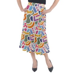 Abstract Pattern Background Midi Mermaid Skirt