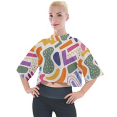 Abstract Pattern Background Mock Neck T-shirt