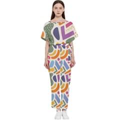 Abstract Pattern Background Batwing Lightweight Chiffon Jumpsuit