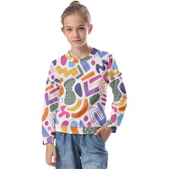 Abstract Pattern Background Kids  Long Sleeve T-shirt With Frill 