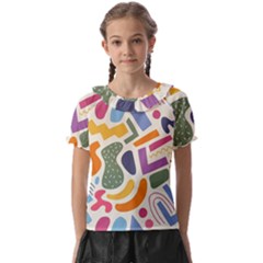 Abstract Pattern Background Kids  Frill Chiffon Blouse