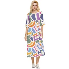 Abstract Pattern Background Double Cuff Midi Dress