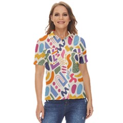 Abstract Pattern Background Women s Short Sleeve Double Pocket Shirt