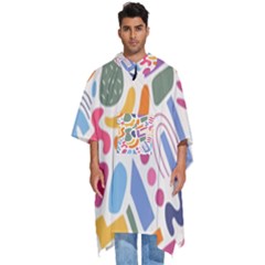 Abstract Pattern Background Men s Hooded Rain Ponchos