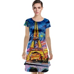 Eiffel Tower Starry Night Print Van Gogh Cap Sleeve Nightdress by Maspions