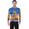 Eiffel Tower Starry Night Print Van Gogh Men s Long Sleeve Rash Guard View1