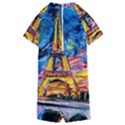 Eiffel Tower Starry Night Print Van Gogh Kids  Boyleg Half Suit Swimwear View2