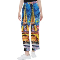 Eiffel Tower Starry Night Print Van Gogh Women s Pants  by Maspions