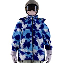 Light Blue, Navy And White Abstract Women s Zip Ski And Snowboard Waterproof Breathable Jacket by Khoncepts