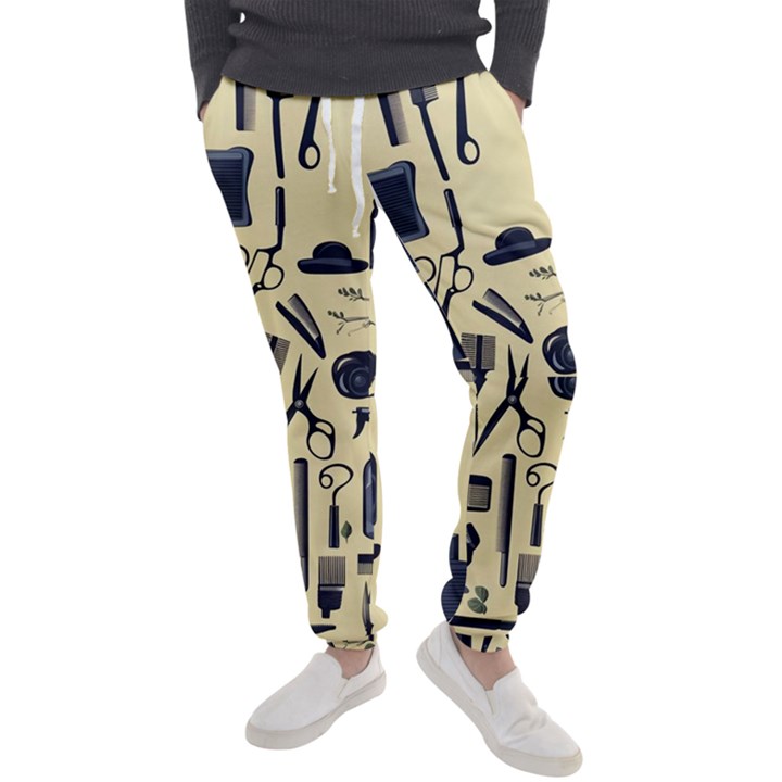 Elegant Hairdresser pattern cream Men s Jogger Sweatpants