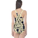 Elegant Hairdresser pattern cream One Piece Swimsuit View2