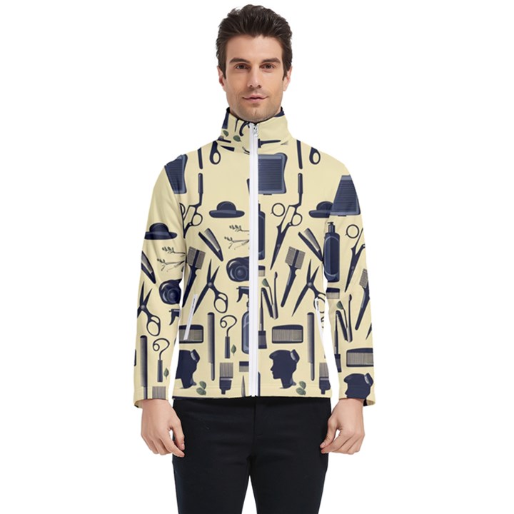 Elegant Hairdresser pattern cream Men s Bomber Jacket