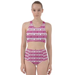 Breathe In Life, Breathe Out Love Text Motif Pattern Racer Back Bikini Set by dflcprintsclothing