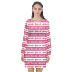 Breathe In Life, Breathe Out Love Text Motif Pattern Long Sleeve Chiffon Shift Dress  by dflcprintsclothing