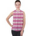 Breathe in life, breathe out love text motif pattern Mock Neck Chiffon Sleeveless Top View1