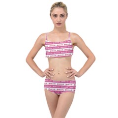 Breathe In Life, Breathe Out Love Text Motif Pattern Layered Top Bikini Set by dflcprintsclothing