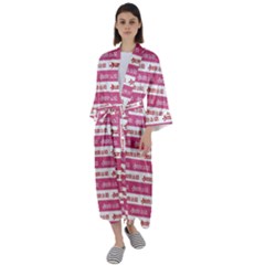 Breathe In Life, Breathe Out Love Text Motif Pattern Maxi Satin Kimono