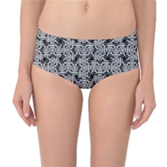 Ethnic Symbols Motif Black And White Pattern Mid-waist Bikini Bottoms