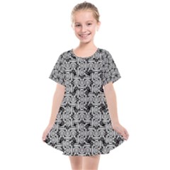 Ethnic Symbols Motif Black And White Pattern Kids  Smock Dress by dflcprintsclothing