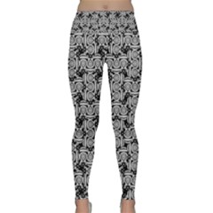 Ethnic Symbols Motif Black And White Pattern Lightweight Velour Classic Yoga Leggings by dflcprintsclothing