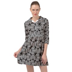 Ethnic Symbols Motif Black And White Pattern Mini Skater Shirt Dress by dflcprintsclothing