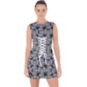 Ethnic symbols motif black and white pattern Lace Up Front Bodycon Dress View1