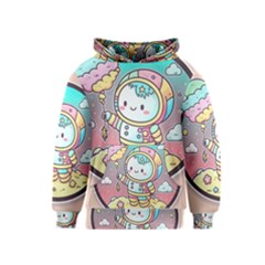 Boy Astronaut Cotton Candy Childhood Fantasy Tale Literature Planet Universe Kawaii Nature Cute Clou Kids  Pullover Hoodie by Maspions