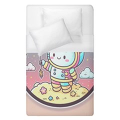 Boy Astronaut Cotton Candy Childhood Fantasy Tale Literature Planet Universe Kawaii Nature Cute Clou Duvet Cover (single Size) by Maspions