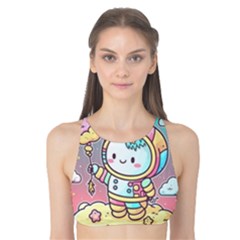 Boy Astronaut Cotton Candy Childhood Fantasy Tale Literature Planet Universe Kawaii Nature Cute Clou Tank Bikini Top by Maspions