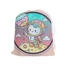 Boy Astronaut Cotton Candy Childhood Fantasy Tale Literature Planet Universe Kawaii Nature Cute Clou Drawstring Pouch (xl) by Maspions