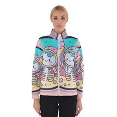 Boy Astronaut Cotton Candy Childhood Fantasy Tale Literature Planet Universe Kawaii Nature Cute Clou Women s Bomber Jacket