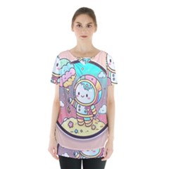 Boy Astronaut Cotton Candy Childhood Fantasy Tale Literature Planet Universe Kawaii Nature Cute Clou Skirt Hem Sports Top by Maspions