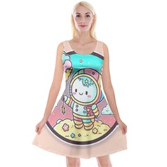 Boy Astronaut Cotton Candy Childhood Fantasy Tale Literature Planet Universe Kawaii Nature Cute Clou Reversible Velvet Sleeveless Dress by Maspions