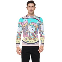 Boy Astronaut Cotton Candy Childhood Fantasy Tale Literature Planet Universe Kawaii Nature Cute Clou Men s Long Sleeve Rash Guard by Maspions