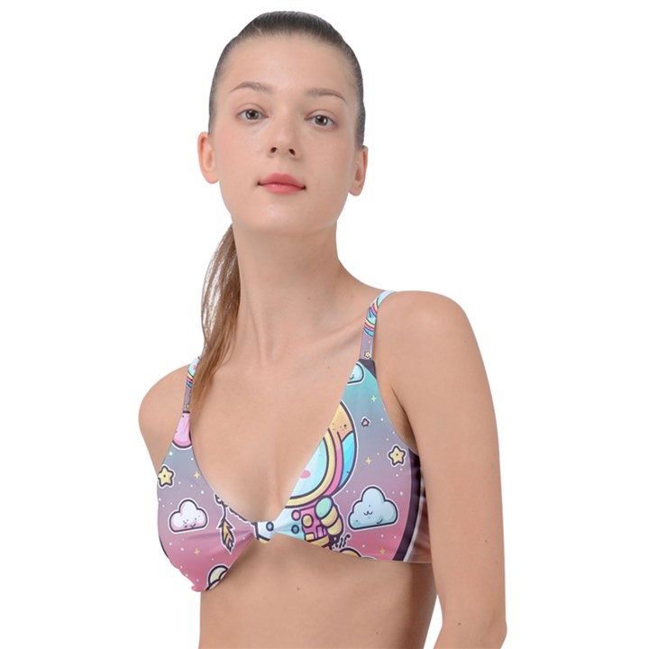 Boy Astronaut Cotton Candy Childhood Fantasy Tale Literature Planet Universe Kawaii Nature Cute Clou Knot Up Bikini Top