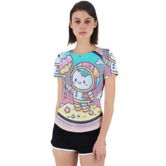 Boy Astronaut Cotton Candy Childhood Fantasy Tale Literature Planet Universe Kawaii Nature Cute Clou Back Cut Out Sport T-shirt