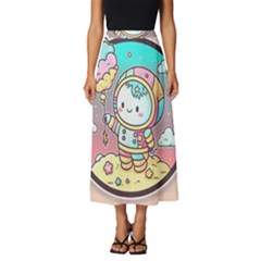 Boy Astronaut Cotton Candy Childhood Fantasy Tale Literature Planet Universe Kawaii Nature Cute Clou Classic Midi Chiffon Skirt by Maspions