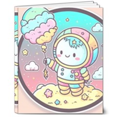 Boy Astronaut Cotton Candy Childhood Fantasy Tale Literature Planet Universe Kawaii Nature Cute Clou 8  X 10  Hardcover Notebook by Maspions