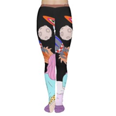 Girl Bed Space Planets Spaceship Rocket Astronaut Galaxy Universe Cosmos Woman Dream Imagination Bed Tights