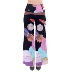 Girl Bed Space Planets Spaceship Rocket Astronaut Galaxy Universe Cosmos Woman Dream Imagination Bed So Vintage Palazzo Pants by Maspions