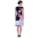 Girl Bed Space Planets Spaceship Rocket Astronaut Galaxy Universe Cosmos Woman Dream Imagination Bed Short Sleeve Front Wrap Dress View2