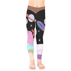 Girl Bed Space Planets Spaceship Rocket Astronaut Galaxy Universe Cosmos Woman Dream Imagination Bed Kids  Leggings