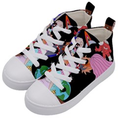 Girl Bed Space Planets Spaceship Rocket Astronaut Galaxy Universe Cosmos Woman Dream Imagination Bed Kids  Mid-top Canvas Sneakers by Maspions