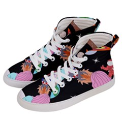 Girl Bed Space Planets Spaceship Rocket Astronaut Galaxy Universe Cosmos Woman Dream Imagination Bed Men s Hi-top Skate Sneakers