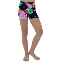 Girl Bed Space Planets Spaceship Rocket Astronaut Galaxy Universe Cosmos Woman Dream Imagination Bed Kids  Lightweight Velour Yoga Shorts