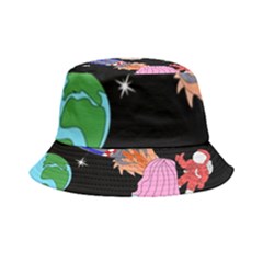 Girl Bed Space Planets Spaceship Rocket Astronaut Galaxy Universe Cosmos Woman Dream Imagination Bed Inside Out Bucket Hat by Maspions