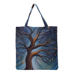 Tree Branches Mystical Moon Expressionist Oil Painting Acrylic Painting Abstract Nature Moonlight Ni Grocery Tote Bag