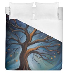 Tree Branches Mystical Moon Expressionist Oil Painting Acrylic Painting Abstract Nature Moonlight Ni Duvet Cover (queen Size)