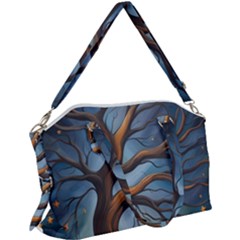 Tree Branches Mystical Moon Expressionist Oil Painting Acrylic Painting Abstract Nature Moonlight Ni Canvas Crossbody Bag