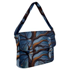 Tree Branches Mystical Moon Expressionist Oil Painting Acrylic Painting Abstract Nature Moonlight Ni Buckle Messenger Bag by Maspions